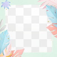 Png summer leaf frame mockup flat lay style