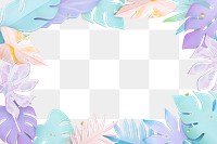 Png paper craft leaf frame mockup flat lay style