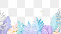 Png summer leaf border in flat lay style