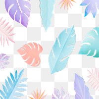 Png summer leaf pattern in paper craft style transparent background