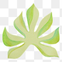 Colorful leaf png mockup in paper craft style