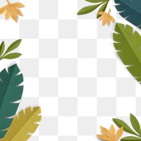 Png spring leaf border frame in flat lay style