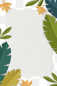 Png transparent frame with green leaf border in flat lay style