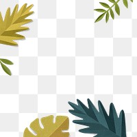 Png spring leaf border in flat lay style