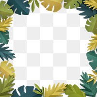 Green leaf frame png mockup in paper craft style