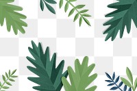 Png spring leaf pattern in paper craft style transparent background