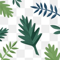 Png spring leaf pattern in paper craft style transparent background