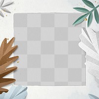 Frame png with paper craft leaves in winter tone flat lay style