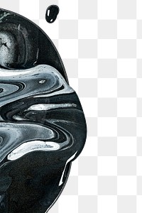 Marble swirl png black abstract acrylic paint DIY element experimental art