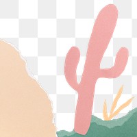 Paper craft png design element with DIY cactus