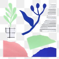 Colorful tone paper craft png element set