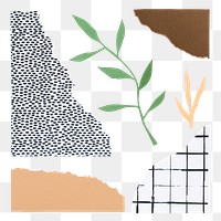 Earth tone paper craft png element set