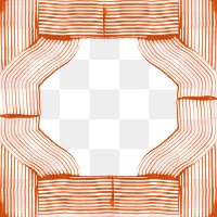 DIY raked textured frame png in orange experimental abstract art