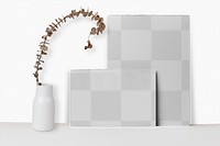 Paper leaning on wall png transparent with dried plant in vase