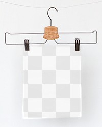 Papers mockup png hanging from a cloth hanger