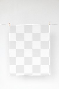 Papers mockup png hanging from a rope with paper clips