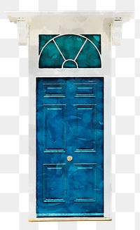 Watercolor house png door clipart, European entrance architecture