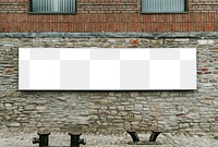 Public billboard mockup on a brick wall transparent png