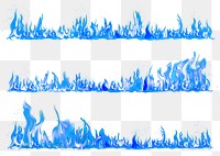 Blue flame border sticker, realistic fire image set