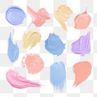 Colorful paint smear textured png brush stroke creative art graphic collection