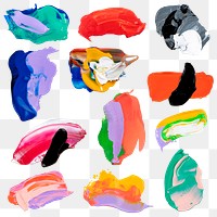 Smear png acrylic paint set, textured mixed colors