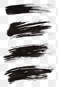 Abstract black brush stroke set transparent png