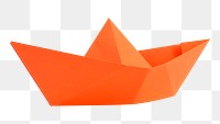 Boat origami png sticker, orange  paper craft image on transparent background