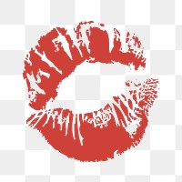 Red lip kiss print png, transparent background