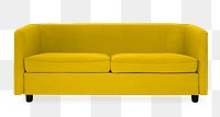 Yellow tuxedo sofa png mockup living room furniture