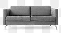 Gray modern sofa png mockup living room furniture