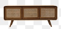 Rattan TV cabinet png mockup entertainment unit furniture