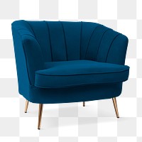 Blue luxury armchair png mockup living room furniture