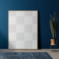 Picture frame png mockup in a modern living room