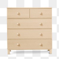 Minimal dresser drawer png mockup wooden furniture