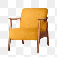 Mid century armchair png mockup yellow furniture