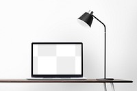 Laptop screen png mockup minimal home office