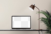 Laptop screen png mockup minimal home office