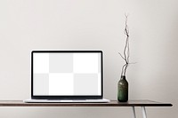 Laptop screen png mockup minimal home office