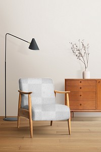 Mid century armchair png mockup minimal furniture