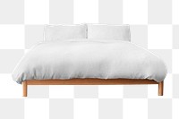 Minimal bed png mockup with white bedding