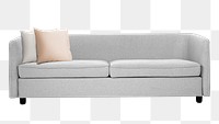 Gray tuxedo sofa png mockup living room furniture