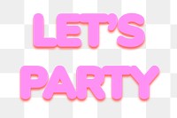 Let's party png word sticker in bold text style