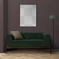 Picture frame png mockup hanging in a living room