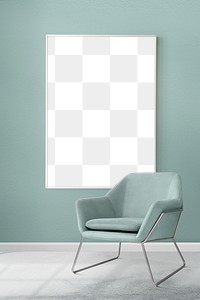 Picture frame png mockup hanging in a living room