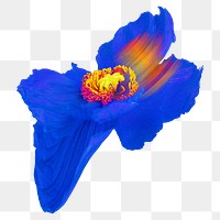 Poppy PNG flower sticker, blue trippy psychedelic art