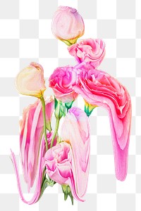 Rose PNG flower sticker, pink trippy psychedelic art