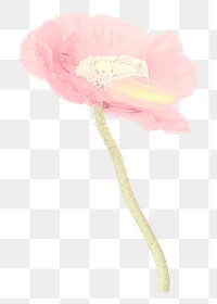 Poppy PNG flower sticker, pastel pink trippy psychedelic art