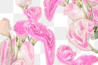 Floral background PNG, pink flower trippy abstract design