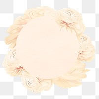 Frame PNG, beige buttercup flower psychedelic art