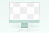 Computer screen png mockup green digital device minimal style